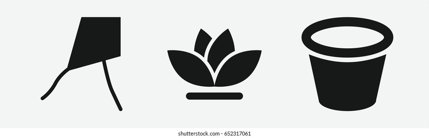 Set of 3 filled botanyicons