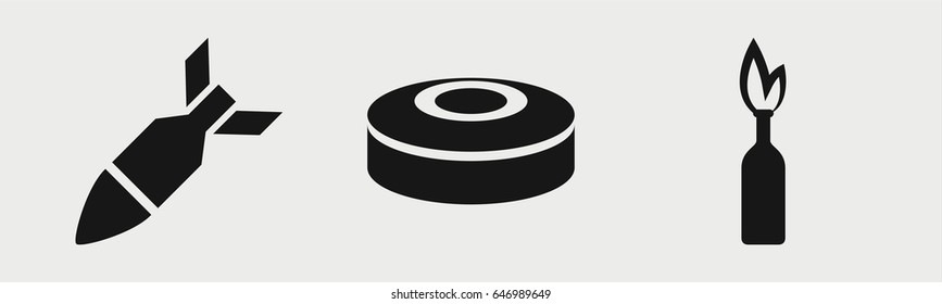 Set of 3 filled destructionicons