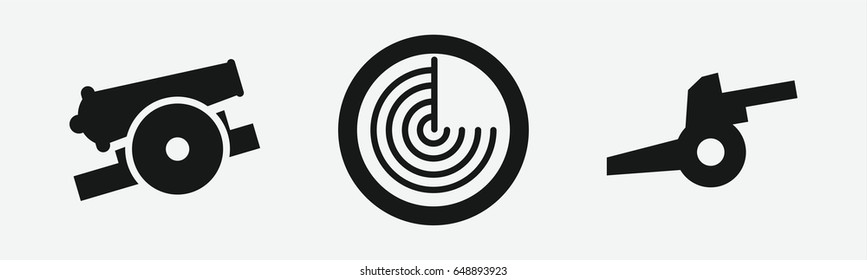 Set of 3 filled firearm icons