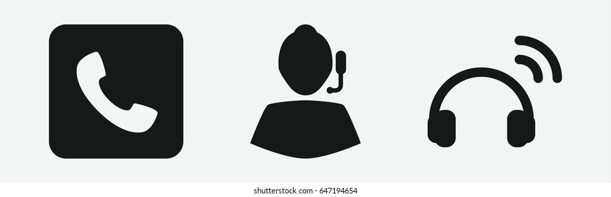 Set of 3 filled hotline icons