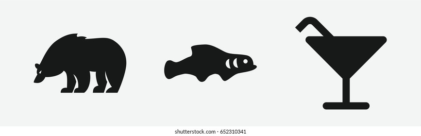 Set of 3 filled natureicons