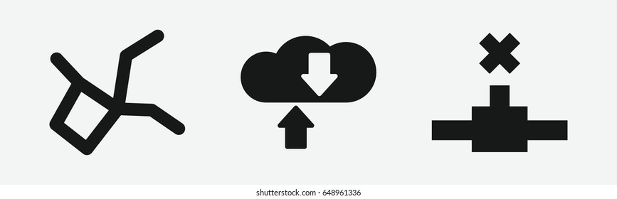 Set of 3 filled networking icons