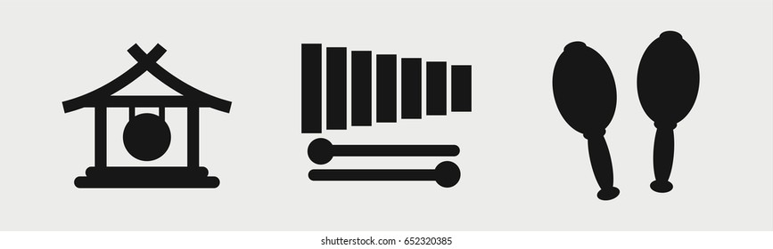 Set of 3 filled percussionicons