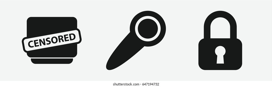 Set of 3 filled privacy icons