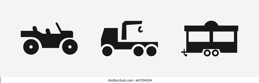 Set of 3 filled trailer icons