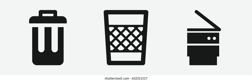 Set of 3 filled trashcanicons