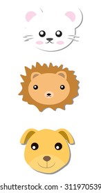 Set of 3 Flat Animal Icons