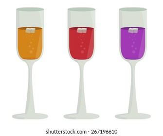 Set of 3 Flat Simple Juice Glasses