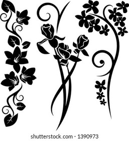 A set of 3 floral design elements.