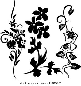 A set of 3 floral design elements.