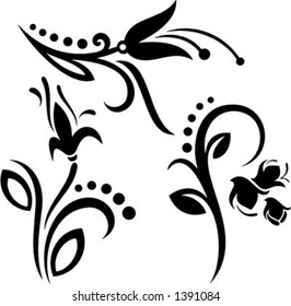 A set of 3 floral design elements.