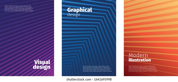 Set of 3 geometric halftone gradient cover designs. AI EPS 10
