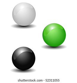 Set of 3 glossy ball vector illustration