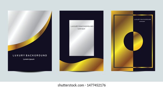 set of 3 gold & silver flyer template luxury design 