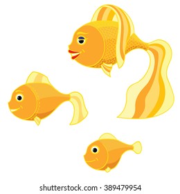 set of 3 goldfish in different age
