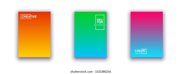 set of 3 Halftone cover page layouts vector design geometric background. Party posters set halftone gradient texture. Music flyer templates. Social media duotone gradient background Retro cover pages