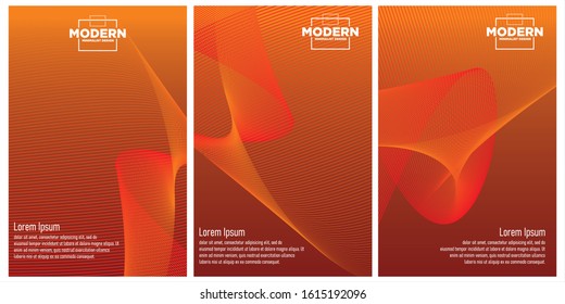 set of 3 Halftone cover page layouts vector design geometric background. Party posters set halftone gradient texture. Music flyer templates. Social media Line gradient background Retro cover pages