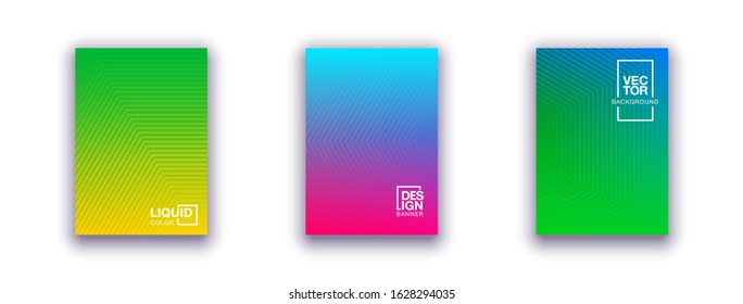set of 3 Halftone cover page layouts vector design geometric background. Party posters set halftone gradient texture. Music flyer templates. Social media duotone gradient background Retro cover pages