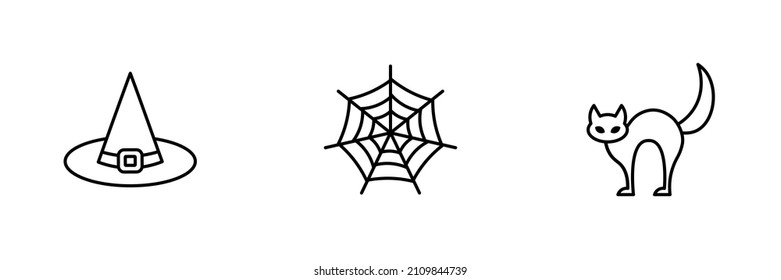 Set of 3 halloween icon on white background.