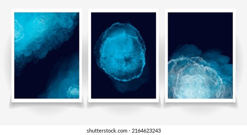 Set of 3 hand drawn vector watercolor  texture templates. Set of cards with watercolor texture for your designs,  posters, invitations, save the date cards and business card.