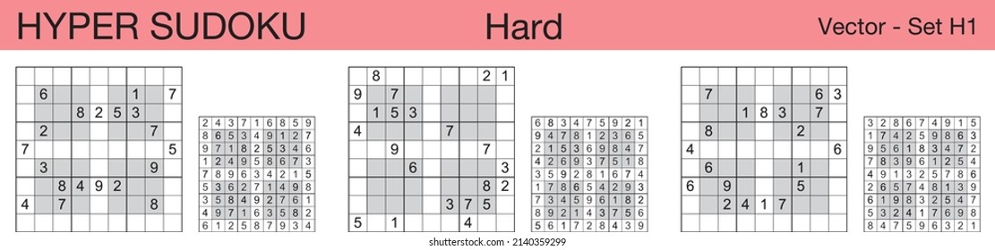 A set of 3 hard scalable hyper sudoku puzzles suitable for kids, adults and seniors and ready for web use, or to be compiled into a standard or large print paperback activity book.