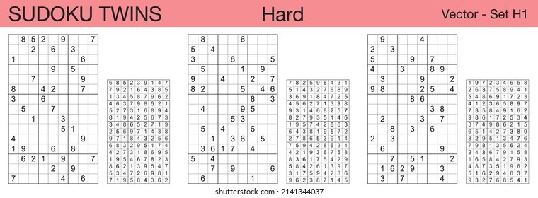 A set of 3 hard scalable hyper sudoku twins puzzles suitable for kids, adults and seniors and ready for web use, or to be compiled into a standard or large print paperback activity book.