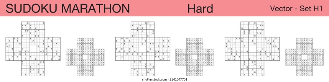 A set of 3 hard scalable sudoku marathon puzzles suitable for kids, adults and seniors and ready for web use, or to be compiled into a standard or large print paperback activity book.