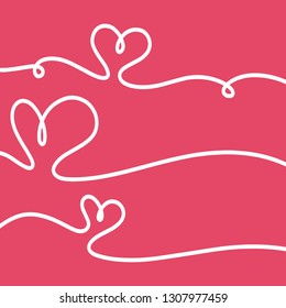 Set of 3 hearts drawn with line and isolated on background. Can be used for greeting cards, posters, or other elements. Vector Illustration EPS