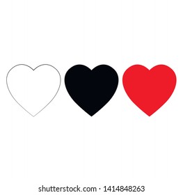 A set of 3 hearts. Transparent, black, and red. Symbolize niceness, malice, and sex.
