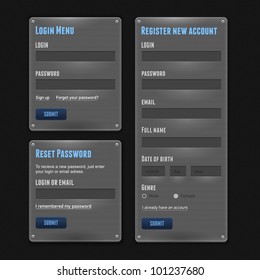 Set of 3 high detailed metallic web elements for your website