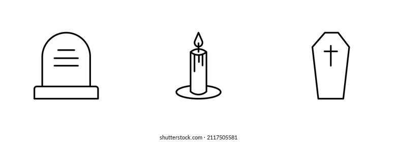 Set of 3 holloween elements icon on white background.