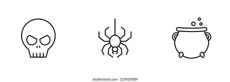Set of 3 holloween elements icon on white background.