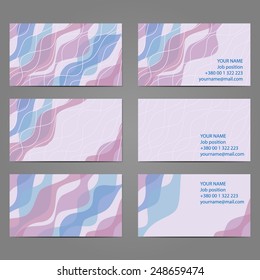 Set ?1 of 3 horizontal business cards with 2 sides. EPS10 vector.