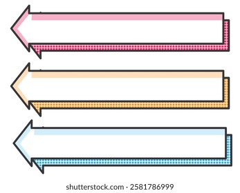 Set of 3 horizontal manga-style frames for POP: Left arrow, dot