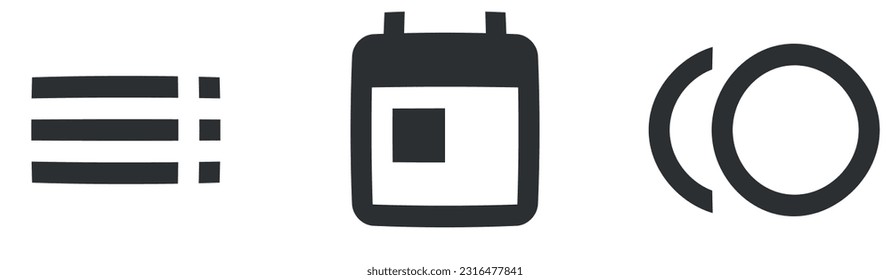 Conjunto de 3 iconos Acciones. Colección de iconos de línea. Simple Set. Conjunto de símbolos lineales. Gran conjunto de iconos de la interfaz de usuario. UI y UX