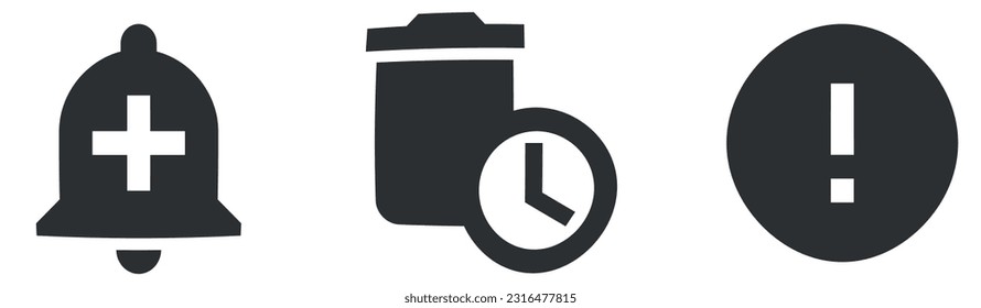 Set of 3 icons Actions. Modern thin line icons. Outline isolated signs. Linear symbols set. Big UI icon set. UI and UX