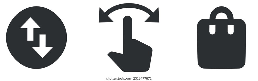 Set of 3 icons Actions. Vector illustration of thin line icons. Simple Set. Linear icons set. Big UI icon set. UI and UX