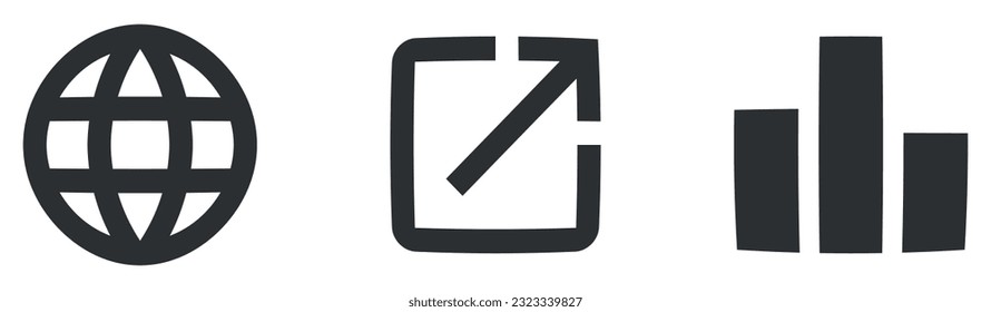 Set of 3 icons Actions. A set vector icons. Simple Set. Linear icons set. Big UI icon in a flat design. UX UI