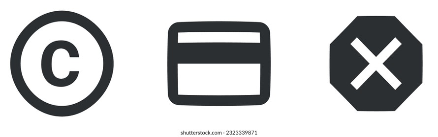 Set of 3 icons Actions. A set vector icons. Simple. Linear symbols set. Thin filled icons pack. UI and UX