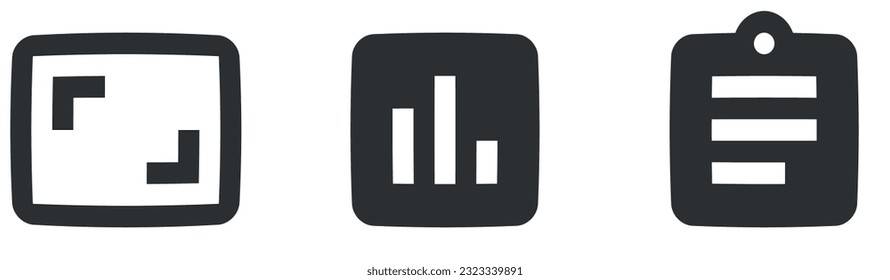 Set of 3 icons Actions. Vector illustration of thin line icons. Outline isolated signs. Linear icons. Big UI icon set in a flat design. Vector illustration