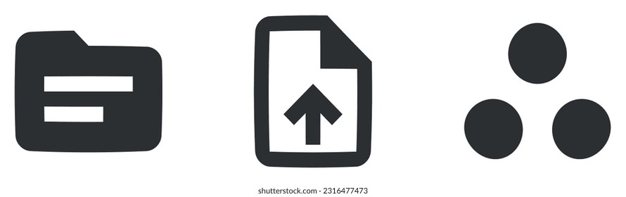 Conjunto de 3 iconos Audio y Video. Colección de iconos de línea. Icono de Establecer calidad. Conjunto de símbolos lineales. Paquete de iconos finos rellenos. UI de usuario