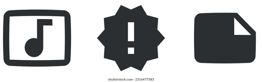 Conjunto de 3 iconos Audio y Video. Ilustración vectorial de iconos de línea delgada. Contorno a signos aislados. para móviles y web. Un gran icono de interfaz de usuario en un diseño plano. Ilustración del vector