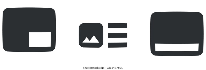 Set von 3 Symbolen Audio und Video. Symbol für kreative Geschäftslösungen Umrissschilder einzeln. für mobile und Web. Paket mit dünnen Symbolen. UI und UX