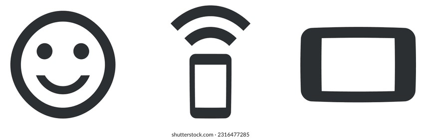 Set of 3 icons Communication. Vector illustration of thin line icons. Set Quality icon. Linear symbols set. Big UI icon set. UI and UX