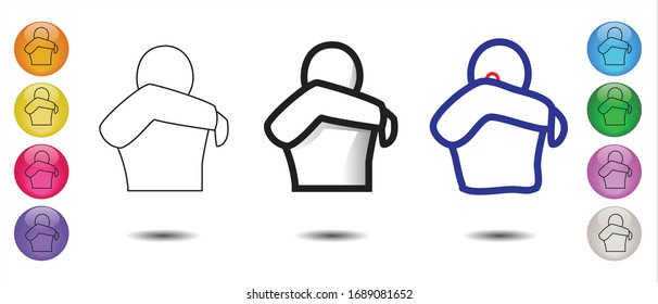 Set of 3 icons : Cough or Sneeze into your elbow, not yout hands in different variations. Prevent contamination, spreading germs and viruses icon. Coronavirus, covid-19 virus. Vector illustration EPS 