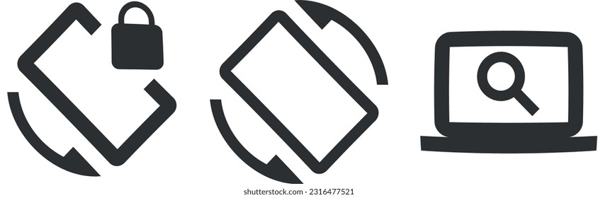 Set of 3 icons Device. Modern thin line icons. Outline isolated signs. Linear icons set. Big UI icon set. UI and UX