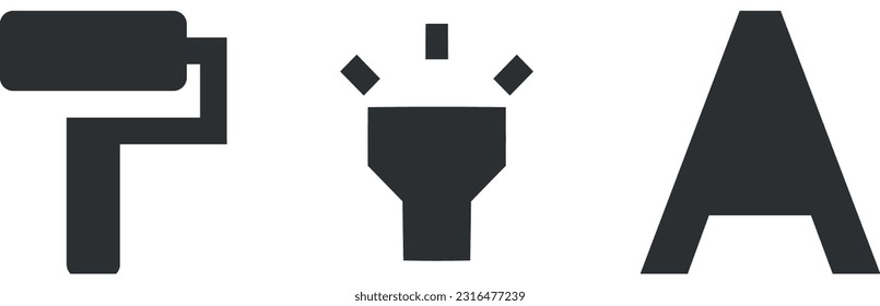Conjunto de 3 iconos Editor. Colección de iconos de línea. Icono de Establecer calidad. para móviles y web. Paquete de iconos finos rellenos. UI y UX