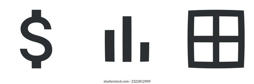 Set of 3 icons Editor. Line icons collection. Simple Set. Linear symbols set. Big UI icon set in a flat design. UX UI