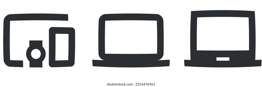 Conjunto de 3 iconos Hardware. Iconos modernos de línea delgada. Simple Set. para móviles y web. Gran conjunto de iconos de la interfaz de usuario. UI de usuario