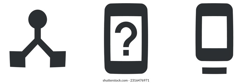 Set von 3 Symbolen Hardware. Das dünne Web-Symbol der Vektorgrafik-Kollektion. Einfache Menge. Lineare Symbole gesetzt. Paket mit dünnen Symbolen. UX-Benutzeroberfläche